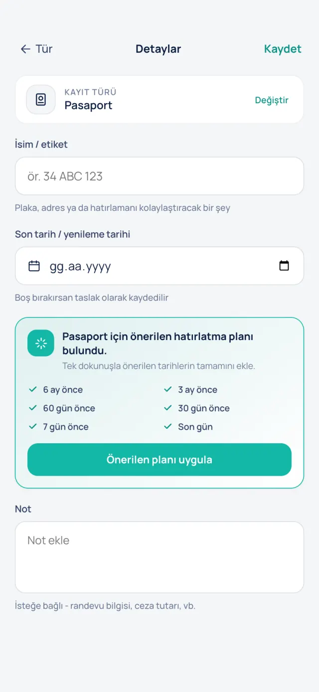 Akıllı plan ekranı