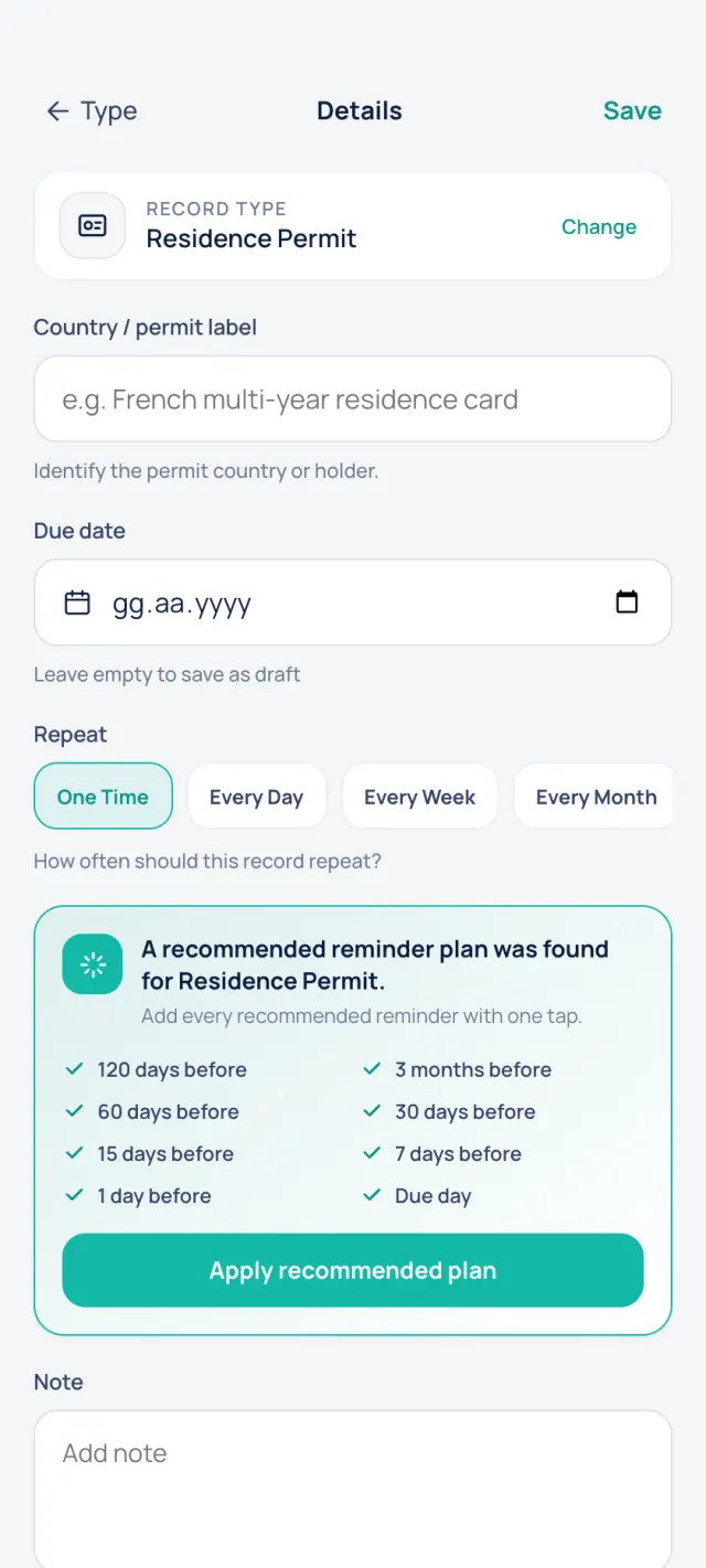 Smart plan screen