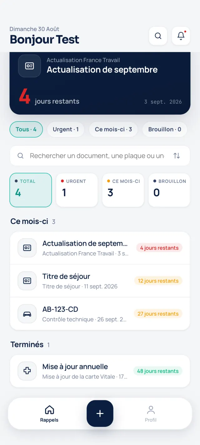 Écran des suivis